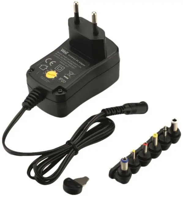 Alimentator universal in comutatie Well 600mA 3V /4.5V /5V /6V /7.5V /9V /12V +6 mufe PSUP-SMP-600MA/6T/2-WL