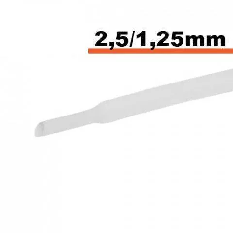 Tub termocontractibil alb 2.5 mm/ 1.25 mm 0.5m